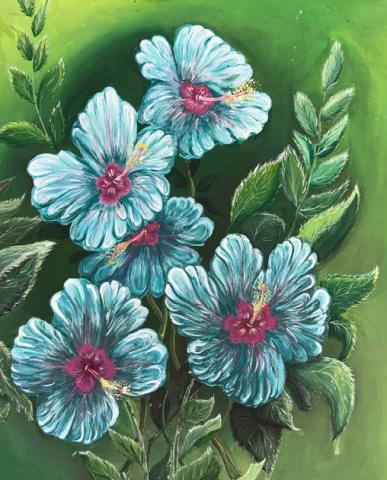 teal flowers
